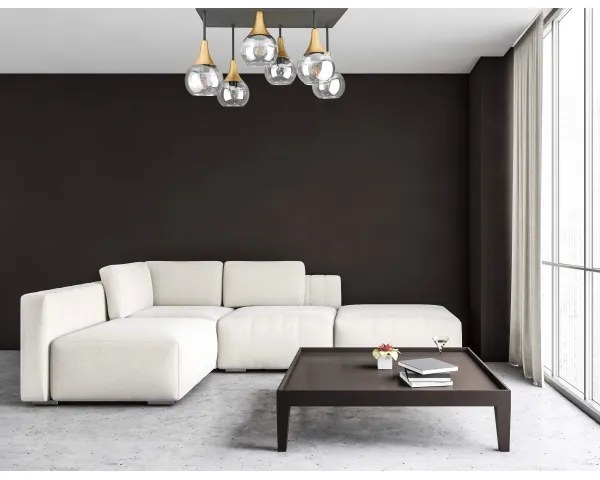 Lustră aplicată SOMA 6xE27/60W/230V negru/auriu/transparent