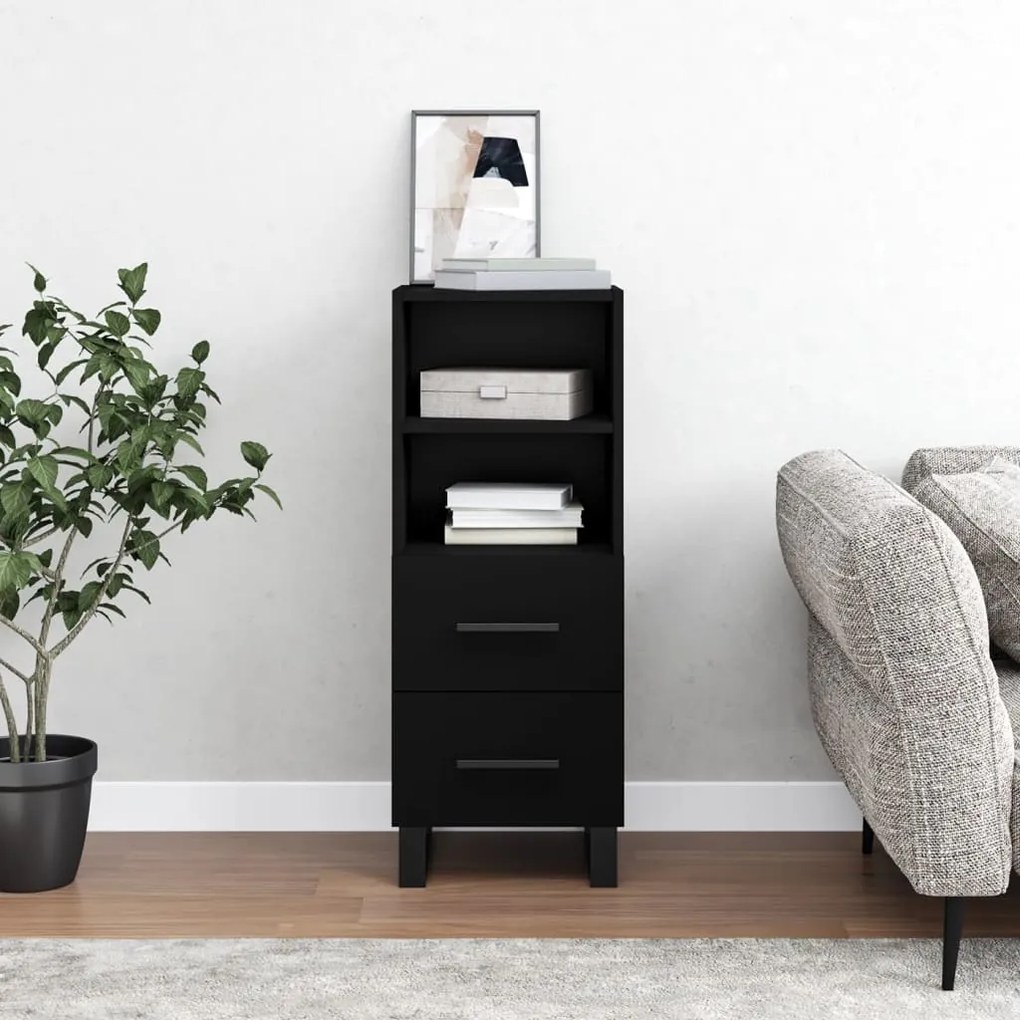 828693 vidaXL Servantă, negru, 34,5x34x90 cm, lemn compozit