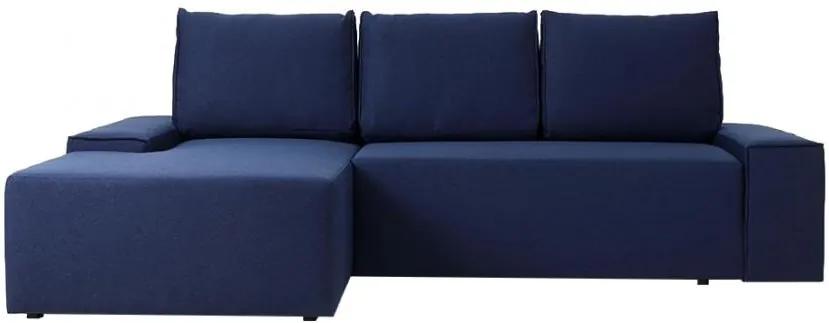 Canapea cu colt albastra din textil si lemn 250 cm Flopp