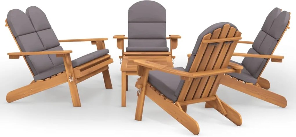 vidaXL Set mobilier de grădină Adirondack, 5 piese, lemn masiv acacia