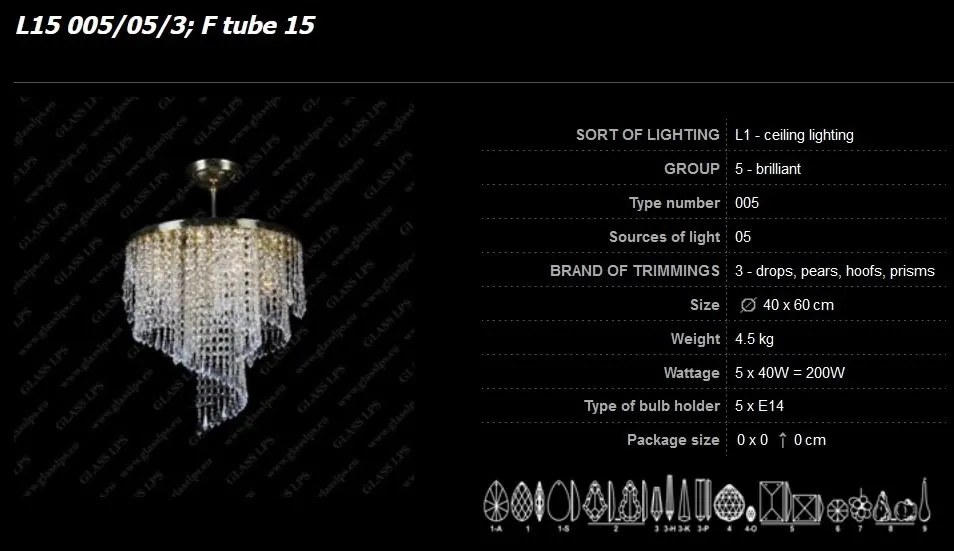 Plafonier cristal Bohemia L15 005/05/3