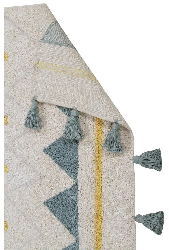 Covor pentru copii crem lavabil/țesut manual din bumbac 120x160 cm Azteca Vintage Blue – Lorena Canals