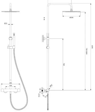 Coloana de dus cu baterie termostatata grafit periat Omnires Y