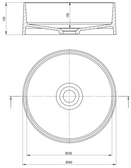 Deante CQS_NU4S - lavoar pentru blat SILIA, Ø 36 cm, granit, negru