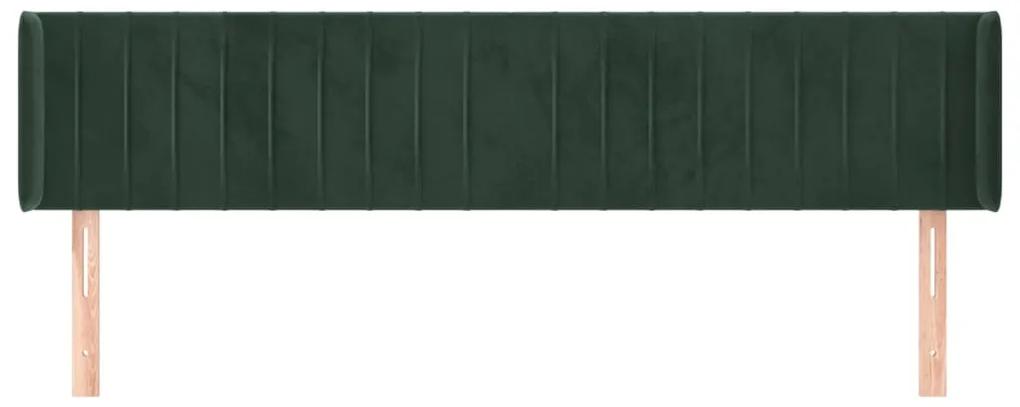 Tablie de pat cu aripioare verde inchis 163x16x78 88 cm catifea 1, Verde inchis, 163 x 16 x 78 88 cm