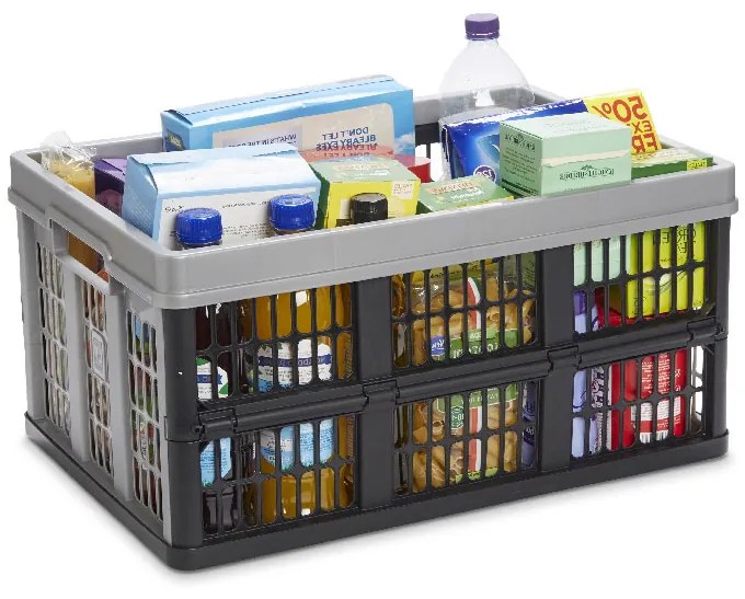 Lada pliabila 53x37x27 cm, 45L, Plastic Gri/Negru