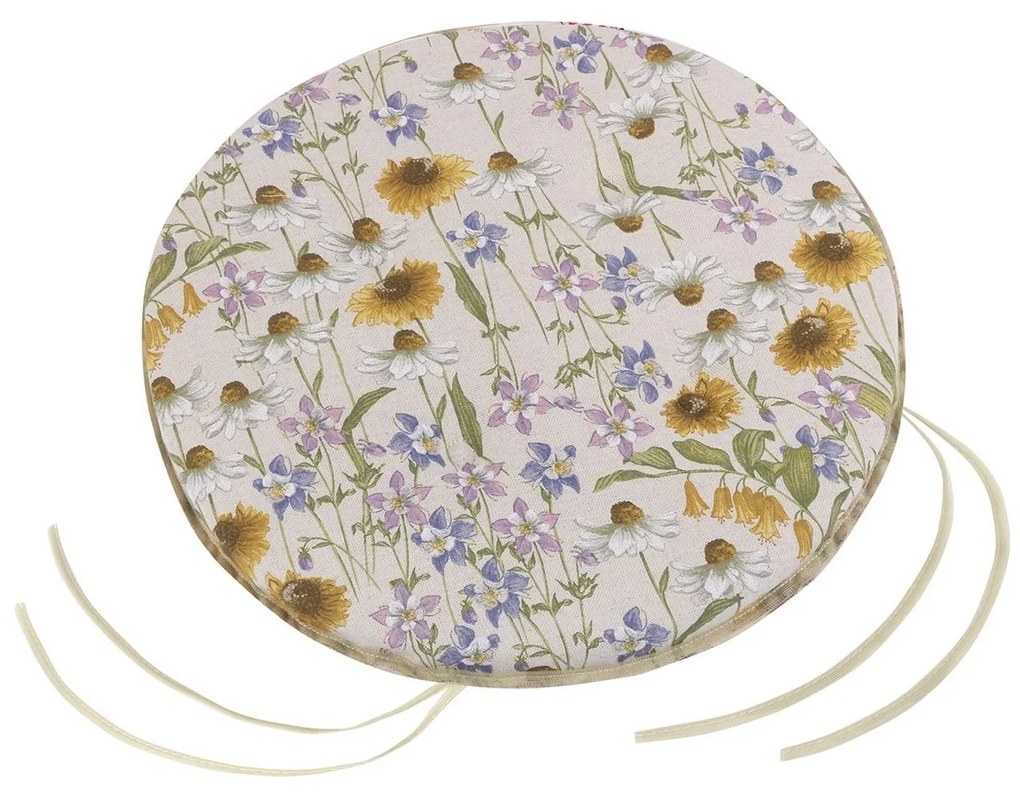 Pernă de scaun rotundă dreaptă Ivo Mușețel, 40 cm