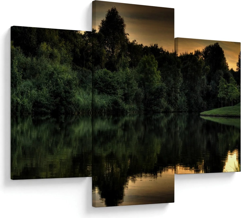 Tablou cu lac în pădure (90x60 cm)