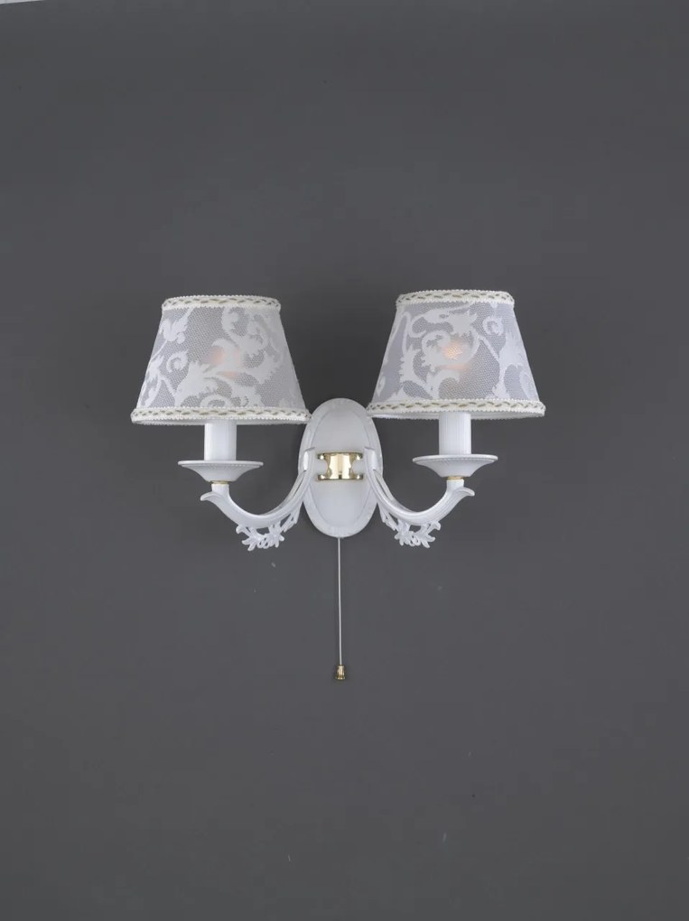 Aplica de perete cu 2 brate design italian din alama cu metal alb 9630
