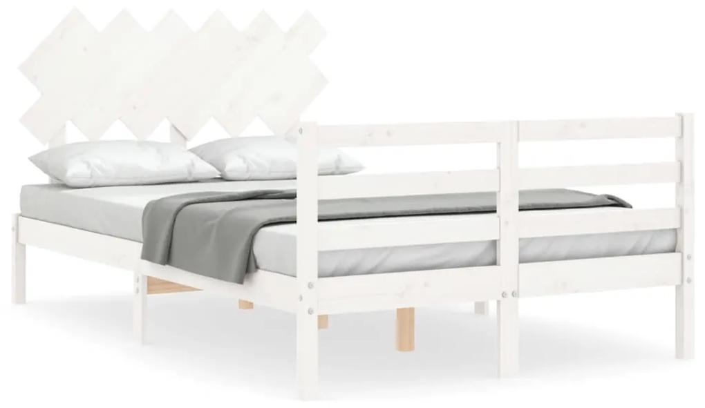 3195282 vidaXL Cadru de pat cu tăblie, alb, 120x200 cm, lemn masiv