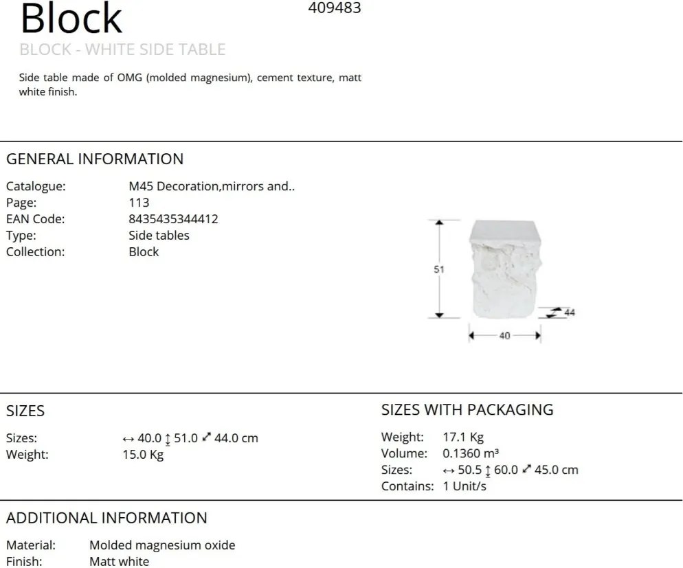Masuta laterala design modern Block