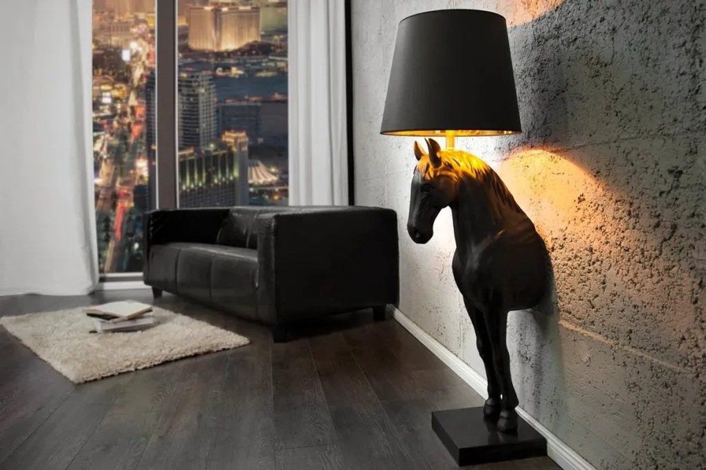 Lampa decorativa de podea, Cal, Negru, BLACK BEAUTY 130cm