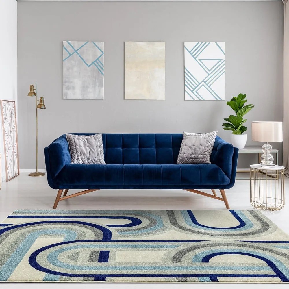 Covor albastru prăfuit 120x170 cm Nova Retro Blue – Asiatic Carpets