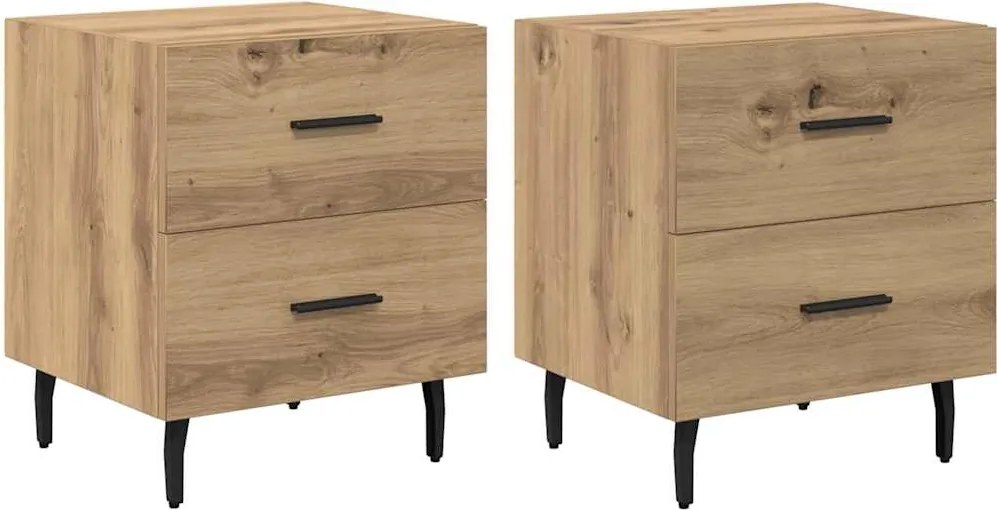 vidaXL Dulap de noapte 2 pcs Stejar Artizanal 40 x 35 x 47,5 cm