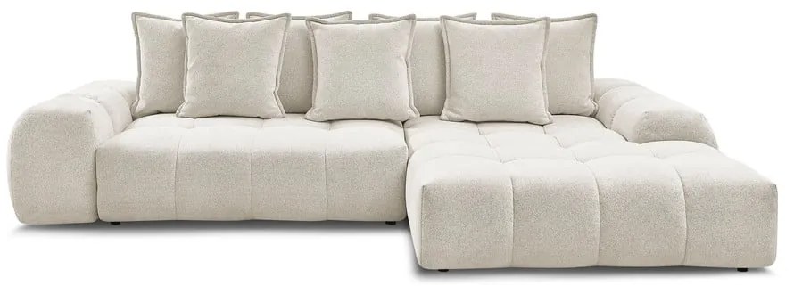 Colțar alb extensibil/cu spațiu de depozitare cu tapițerie din chenille (cu colț pe partea dreaptă/cu șezlong) Everest – Bobochic Paris