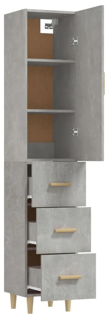 Dulap inalt, gri beton, 34,5x34x180 cm, lemn prelucrat