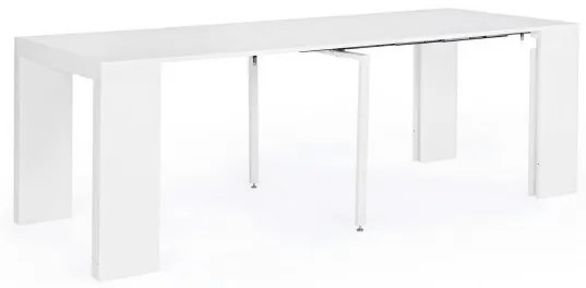 Masa dining extensibila pentru 12 persoane alba din MDF melaminat, 45-270 cm, Daniel Bizzotto