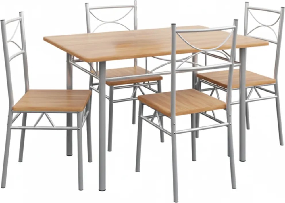 Set de mese de dining PAUL, 5 bucăți, maro natural Casaria