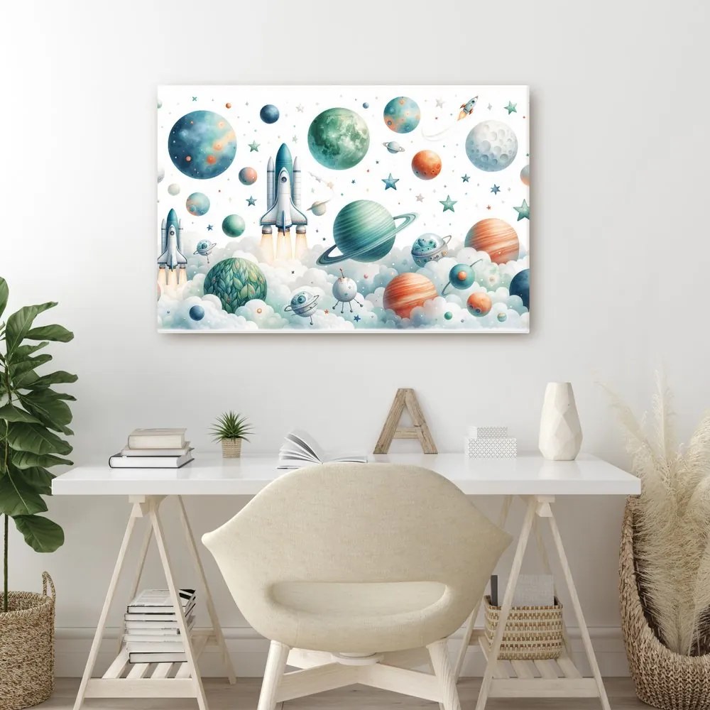 Tablou rachetă printre planete