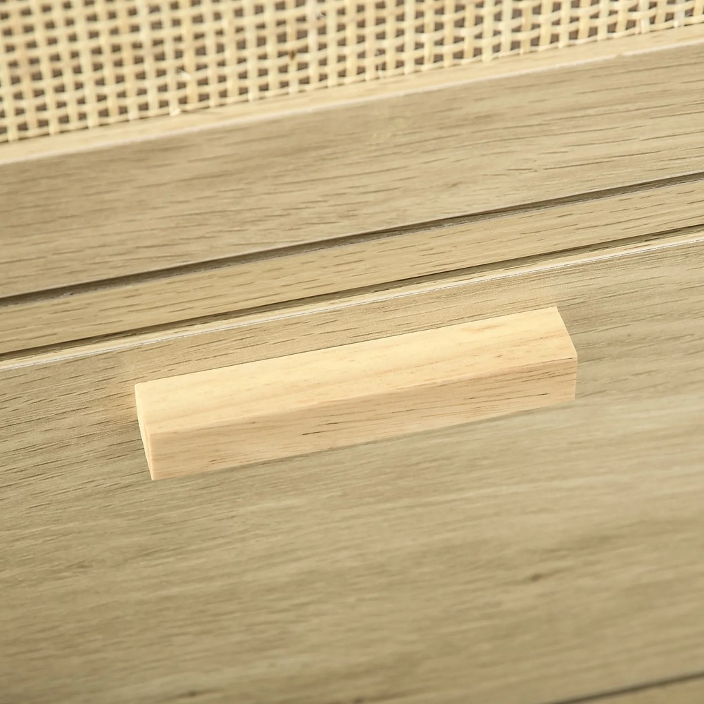 HOMCOM Comoda design boem din ratan cu 3 sertare, mobilier de depozitare pentru living, hol, intrare, lemn natural | Aosom Romania