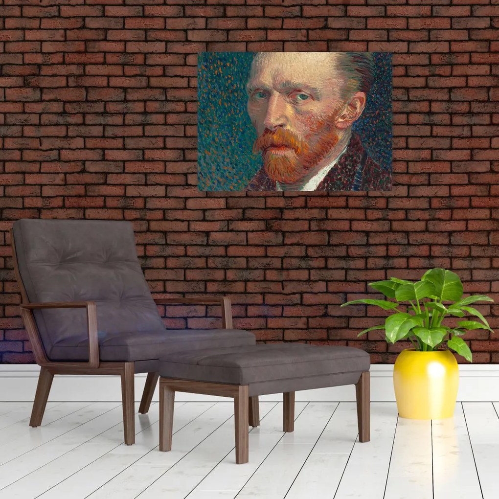 Tablou pe sticlă -  Vincent van Gogh, Self-Portrait, reproducere (70x50 cm)