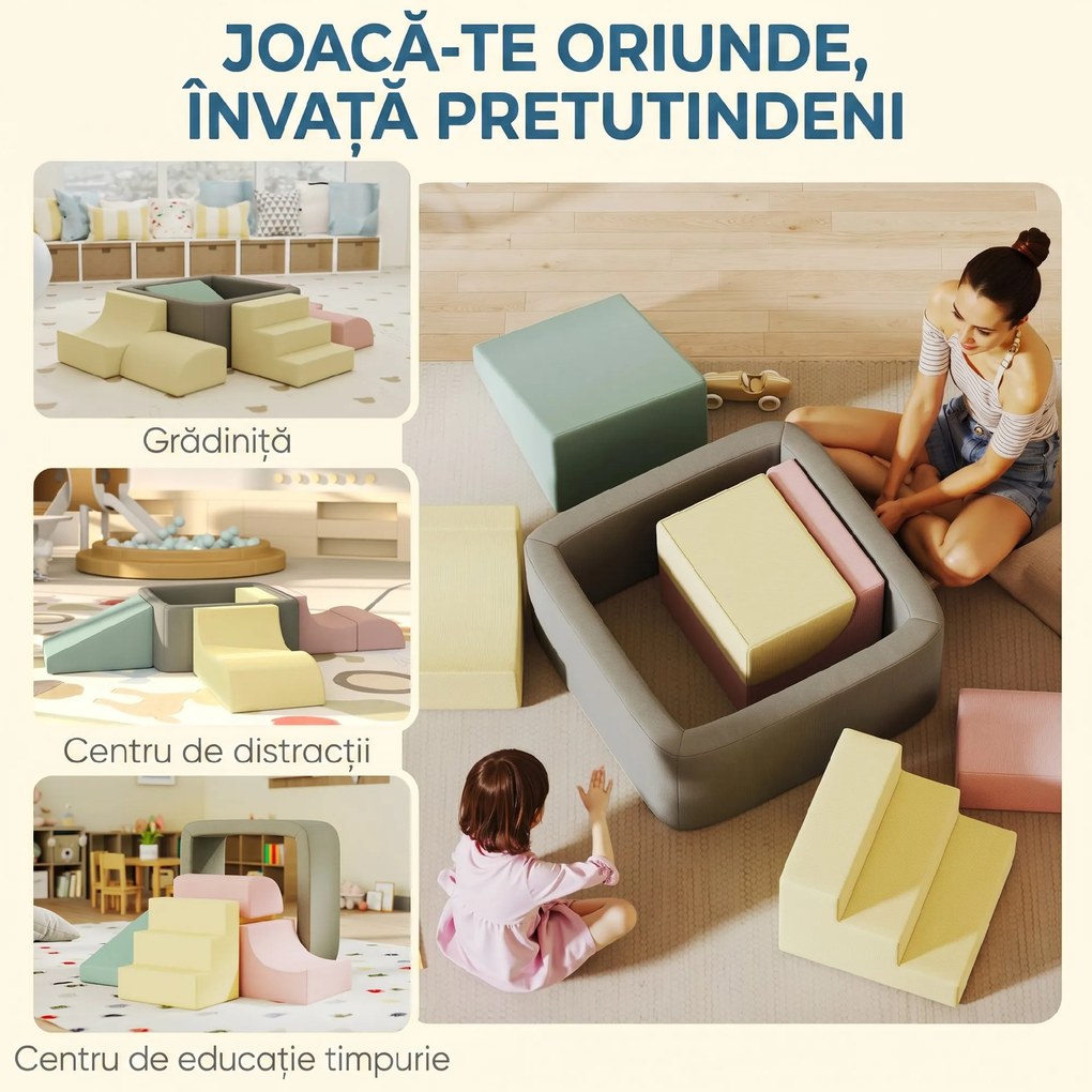 AIYAPLAY Set 7 Construcții Moi pentru Copii 3-6 ani | Aosom Romania