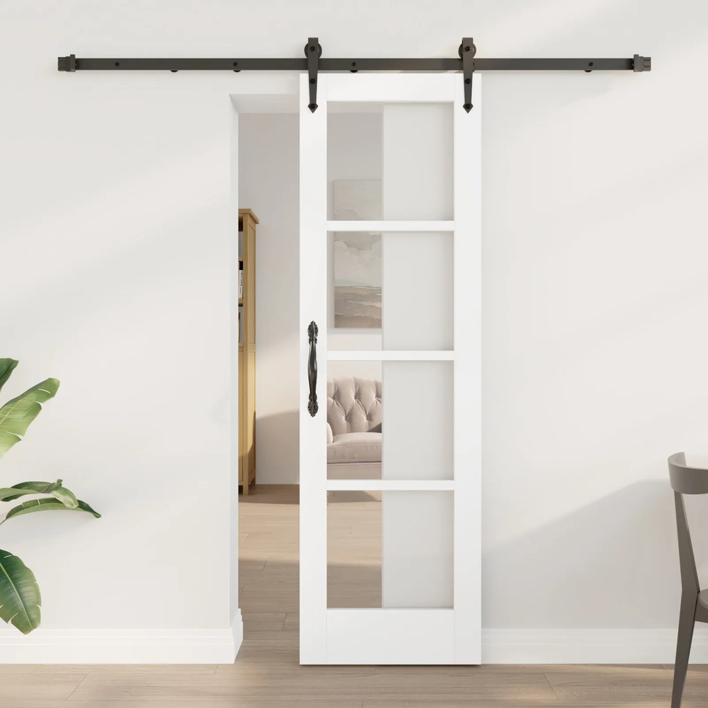 vidaXL Ușă glisantă Manual Alb 61 x 198.5 cm Lemn și metal