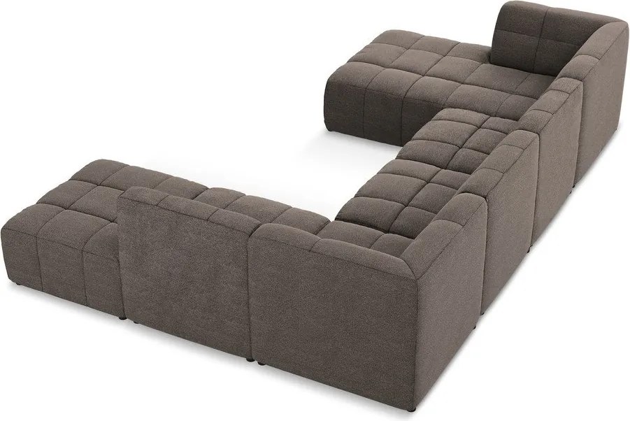 Colțar maro cu tapițerie din țesătură bouclé (în formă de "U") Aloha – Makamii