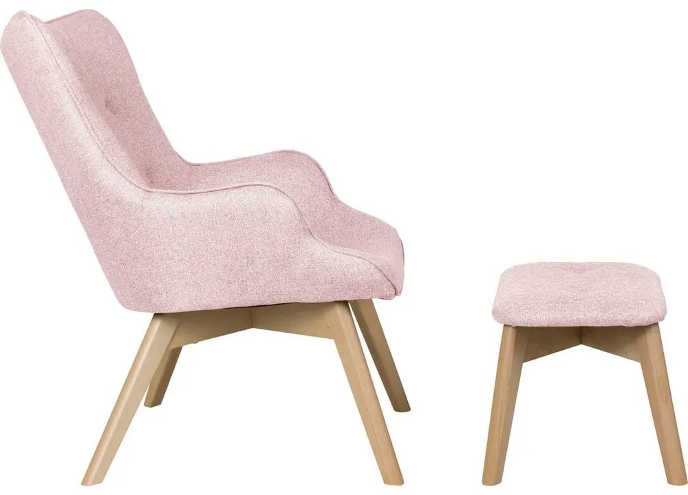 Fotoliu cu taburet roz deschis Niko – Ropez