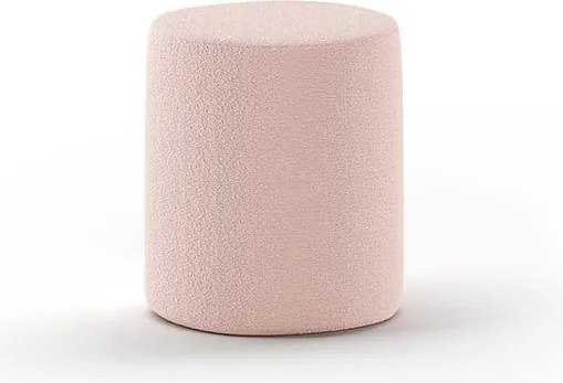 Puf de copii roz deschis cu tapițerie din stofă bouclé MOON – Vipack
