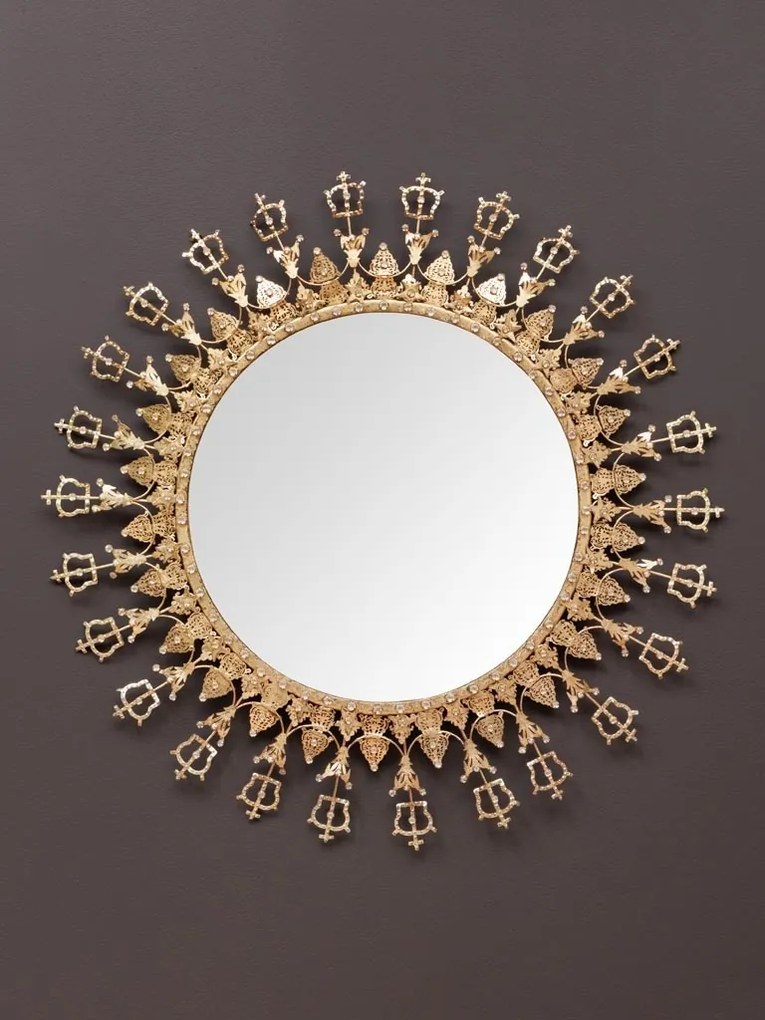 Oglinda de perete, din metal, D62cm, Crown