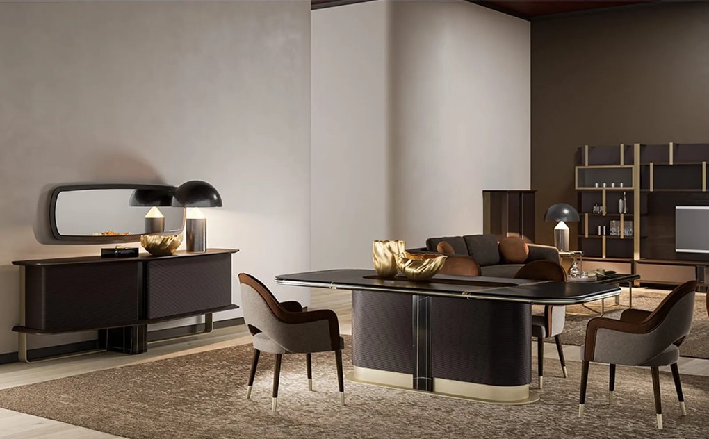 Bufet lemn masiv Maura Negru, 230 × 83 × 58 cm