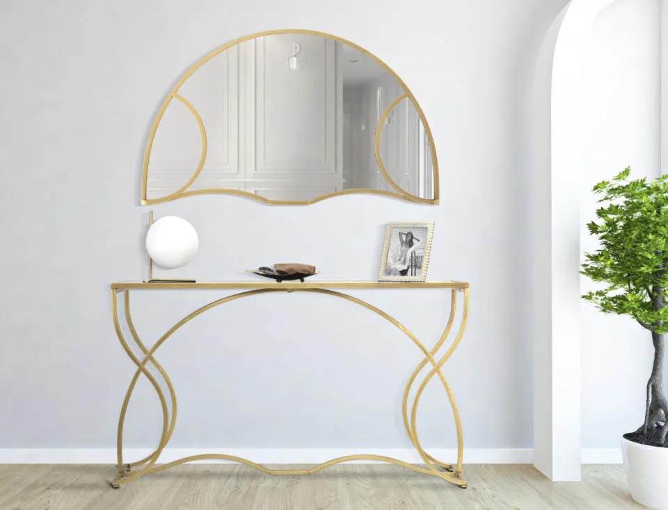 Oglinda decorativa aurie cu rama din metal, 110x66x2,5 cm, Glam Sunshine Mauro Ferretti