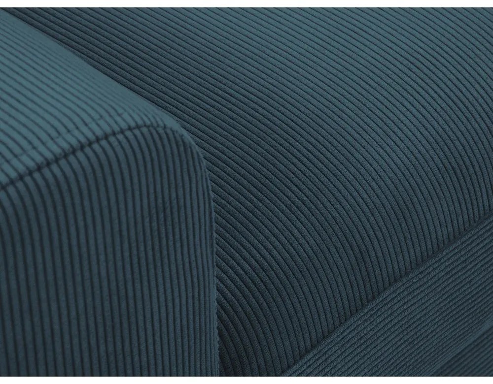 Colțar albastru închis extensibil, cu spațiu de depozitare cu tapițerie din catifea reiată (cu colț pe partea dreaptă, cu șezlong) Kyoto – Cosmopolitan Design