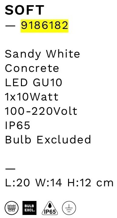 Iluminat exterior ambiental, spot din ciment IP65 SOFT alb