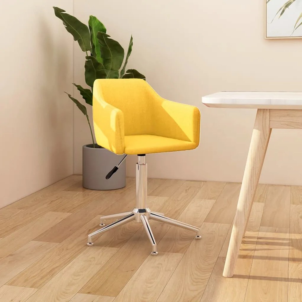 331193 vidaXL Scaun de bucătărie pivotant, galben, material textil
