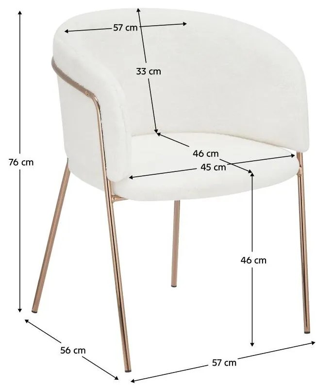 Fotoliu sufragerie de design Adomar (fildeș + roz auriu + crom) . 1097096