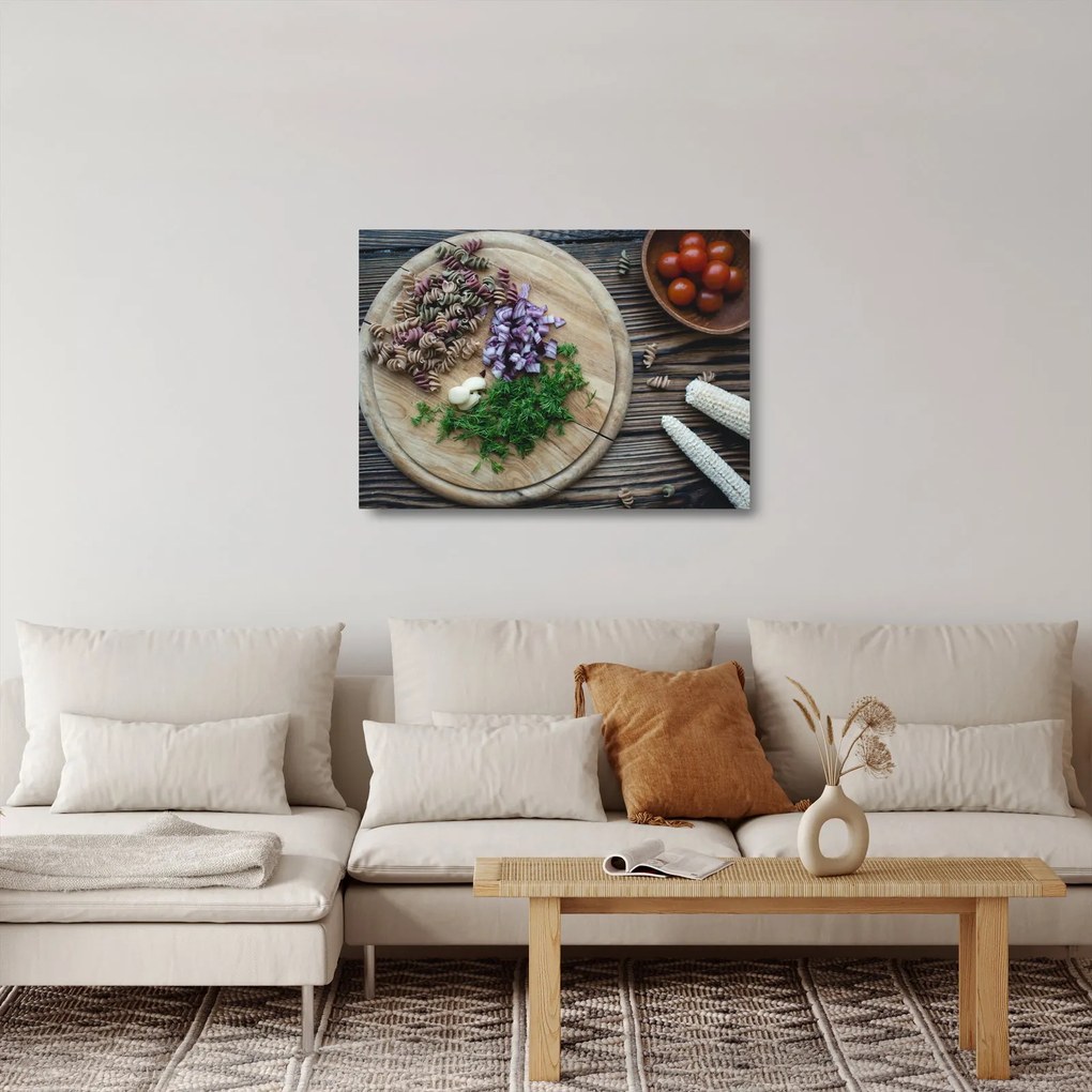 Tablou pe sticlă - Din tocătorul bucătăriei (70x50 cm)