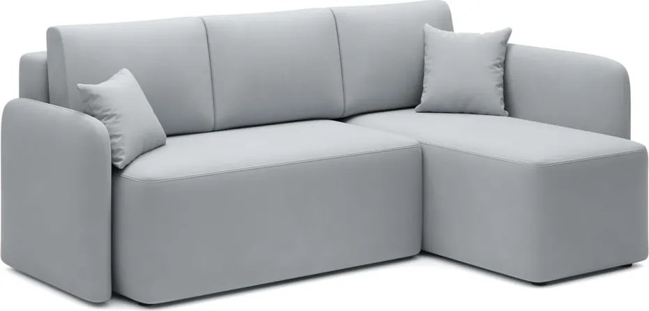 Colțar gri deschis extensibil/cu spațiu de depozitare cu tapițerie din catifea (cu colț pe partea dreaptă/cu șezlong) Hadson – ELTAP