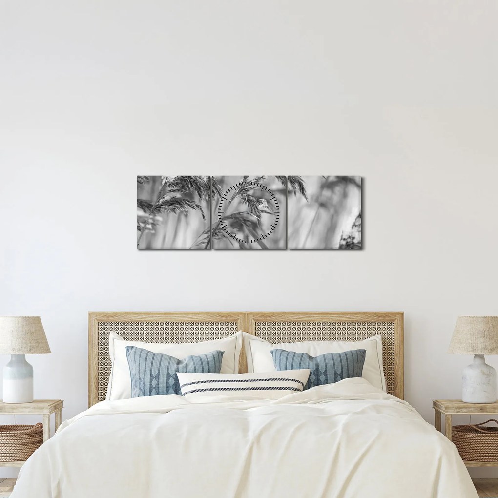 Tablou - Tei,alb-negru (cu ceas) (90x30 cm)