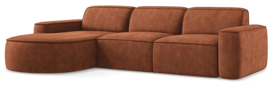 Colțar teracotă cu tapițerie din chenille (cu colț pe partea stângă/cu șezlong) Omao – Makamii