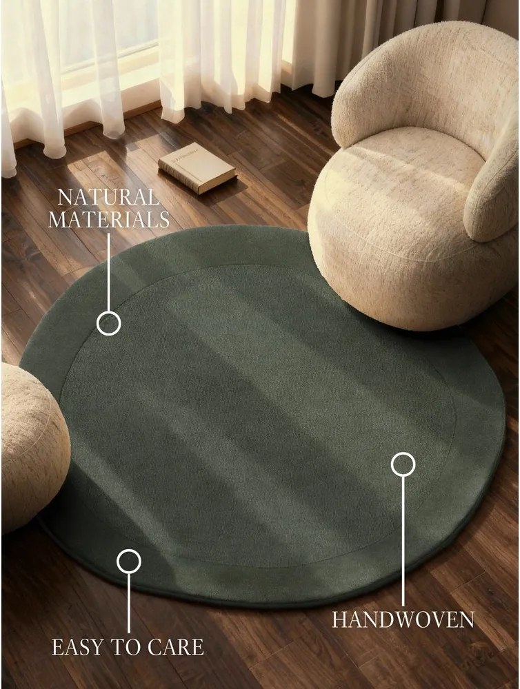 Covor verde închis țesut manual rotund din amestesc de lână ø 160 cm Kari Organic – Villeroy&Boch