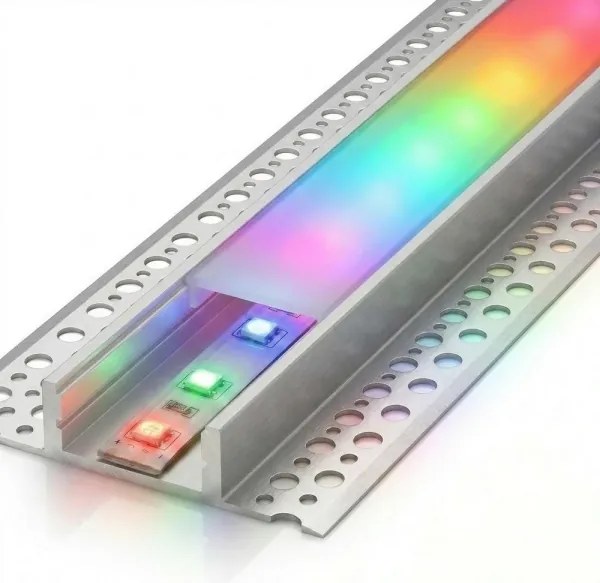 Set 1x bandă LED RGBW digitală, 16,5W/230V, 5 m + 5x profil încastrat 1 m + telecomandă