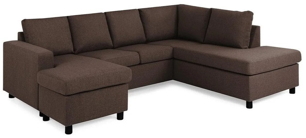 Colțar Scandinavian Choice C153Negru, Maro, 254x194x82cm, Picioare: Plastic