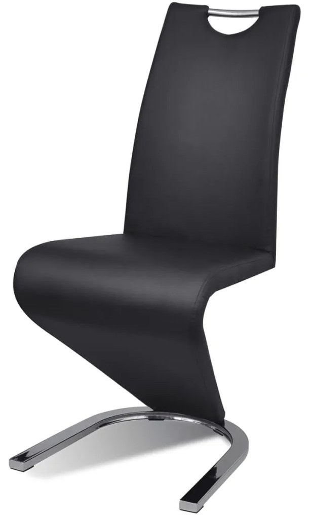 Scaune de bucatarie, 4 buc., negru, piele ecologica 4, Negru, In forma literei U