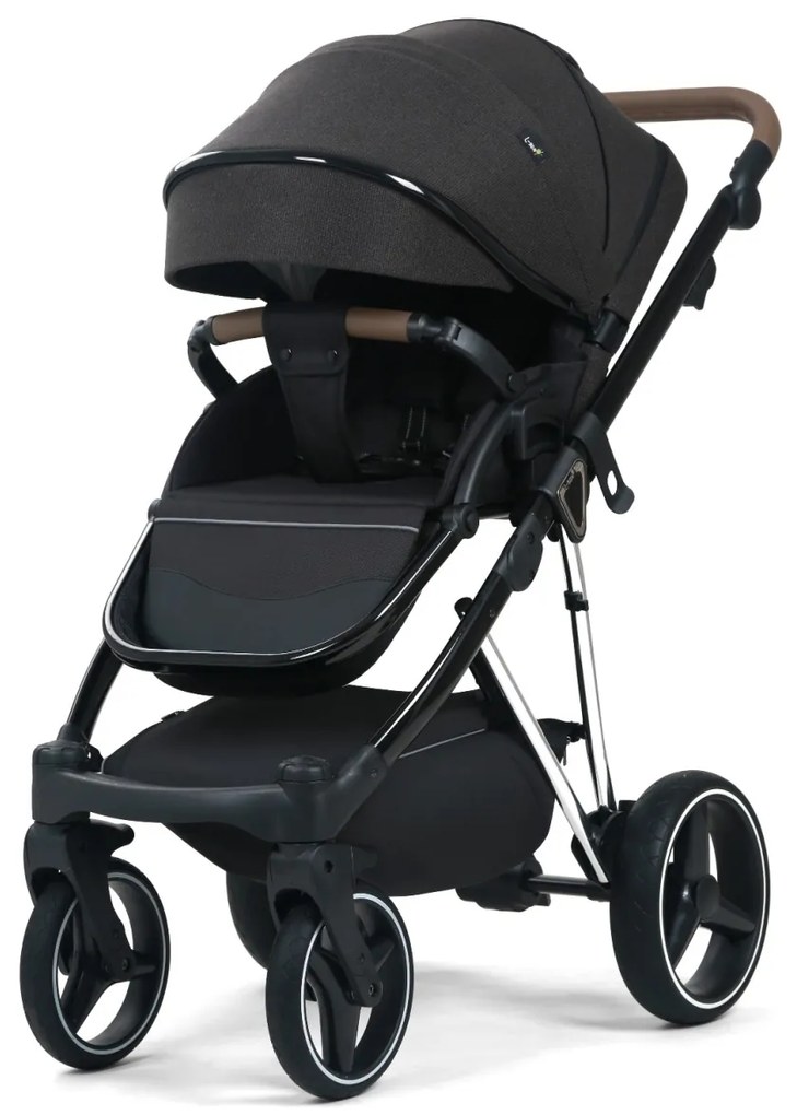 Carucior 3 in 1: Cadru usor din aluminiu, Landou confortabil, Varianta sport ergonomica, Scoica auto - CPC-66-negru