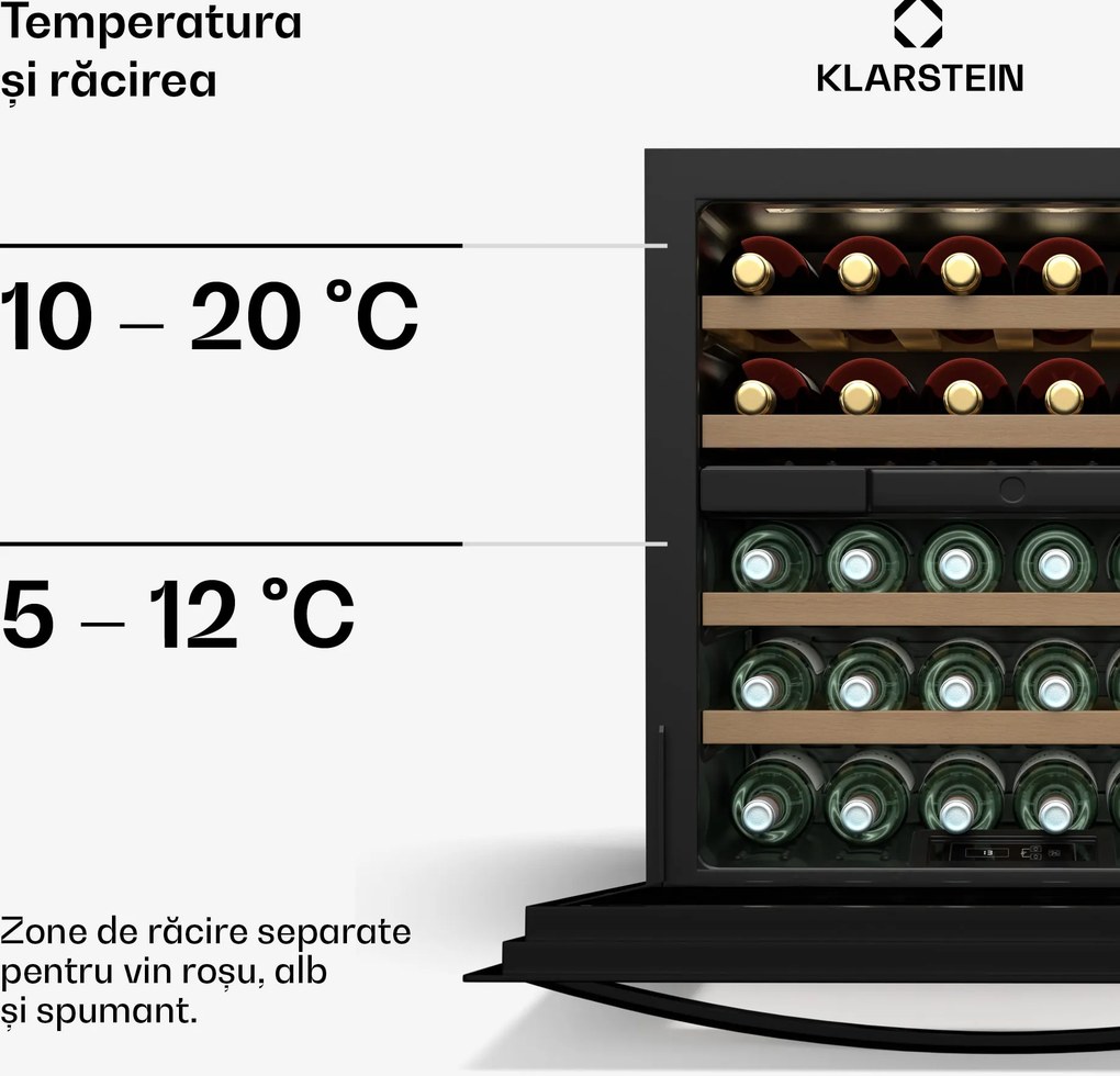 Klarstein Vinoline 30 Built-In Uno răcitor de vin, 30 sticle, integrat, LED, silențios