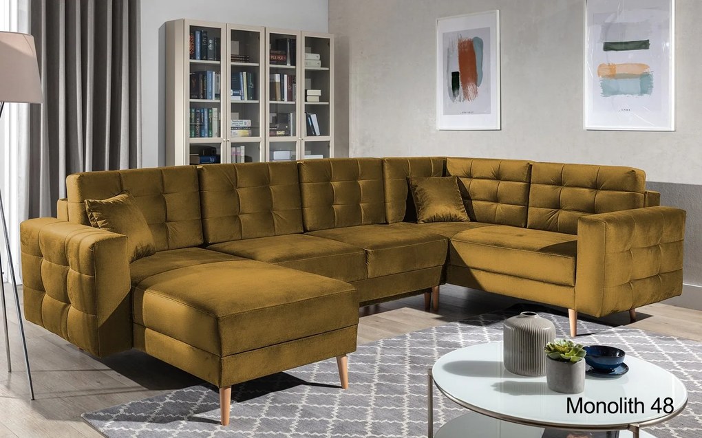Colțar lemn masiv Formă U Extensibil Haga 320x202cm Personalizabil - Monolith 97