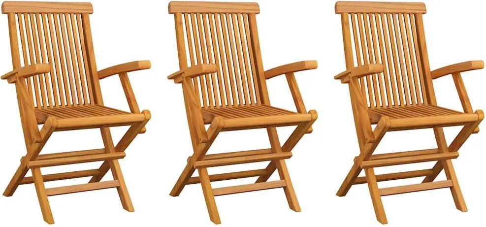 vidaXL Scaune de grădină, 3 buc., lemn masiv de tec