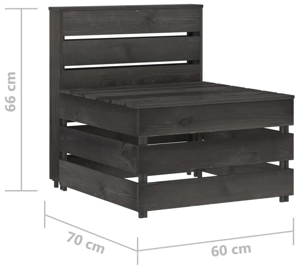 Canapea gradina din paleti de mijloc gri lemn pin verde tratat 1, Gri, canapea de mijloc